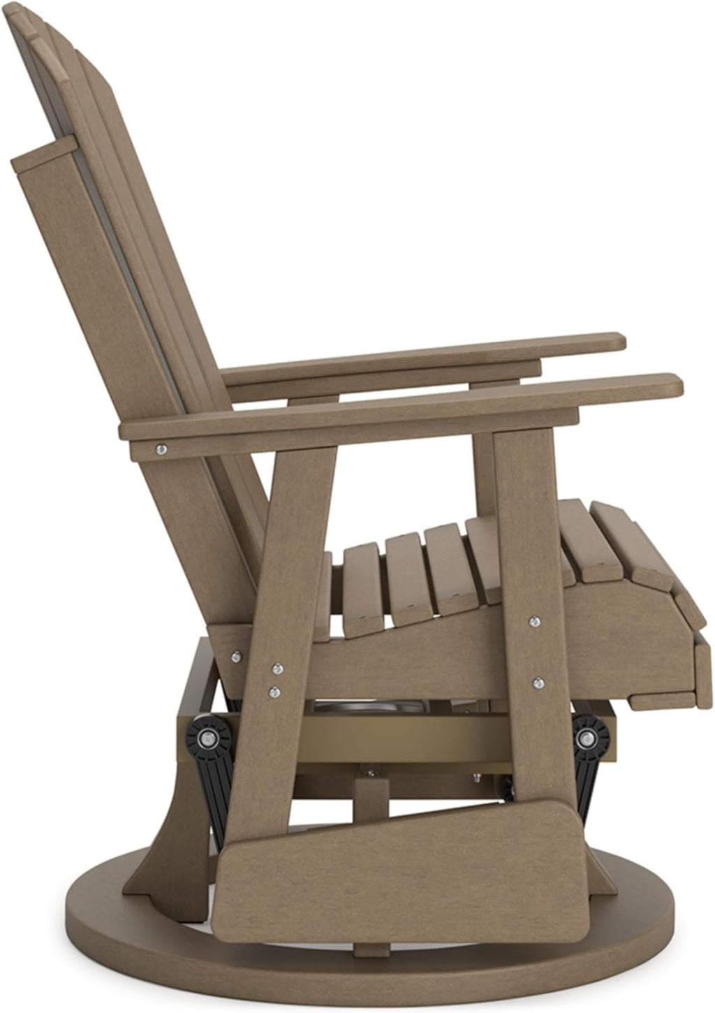 Signature Design by Ashley Hyland Wave Contemporary Swivel Glider Adirondack Chair with 360-Degree Swivel, Weather Resistant HDPE, 18' Seat Height, Brown