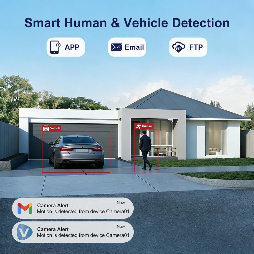 Anpviz 4K Dual Lens PoE IP Security Camera Outdoor 180 Degree Panoramic Wide Angle, 8MP PoE Camera with Smart Dual Light, Human/Vehicle Detection, Two Way Talk, 512GB SD Slot, Full Metal (U Series)