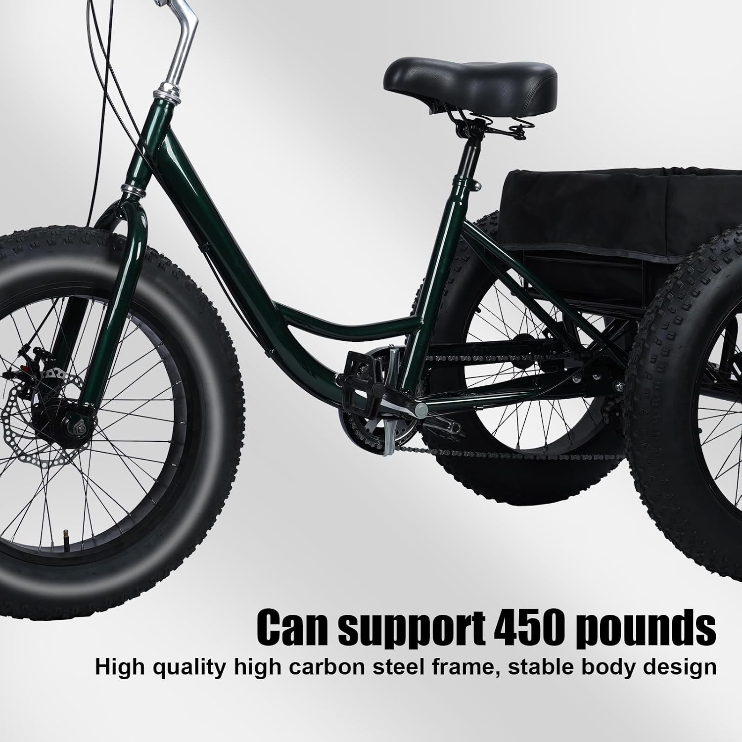 Tricycle for Adults, 20 Inch Fat Tire Trike for Adults, 7-Speed Adult Tricycle 20x4 Fat Tire Trike with Dual Disc Brakes & Rear Basket, 450lbs Capacity Cruiser 3 Wheel Bikes