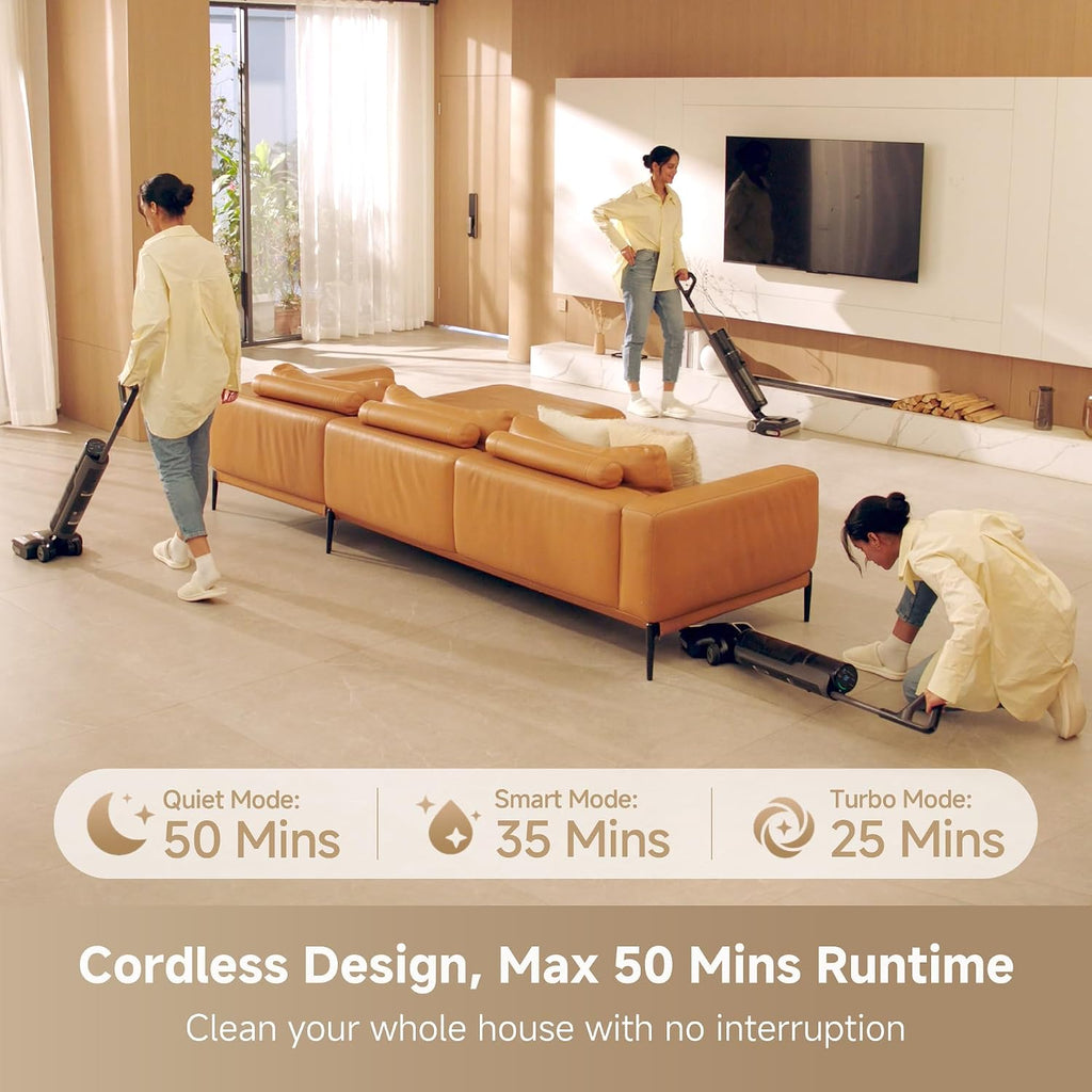 DREAME H12 Pro Gen2 Vacuum Mop, 0 Tangle Wet Dry Vacuum Cleaner, Cordless Vacuum Mop All-in-One for Hard Floors, 180° Lie-Flat Floor Cleaner Machine with 194°F Hot Self-Cleaning, 50Mins Runtime