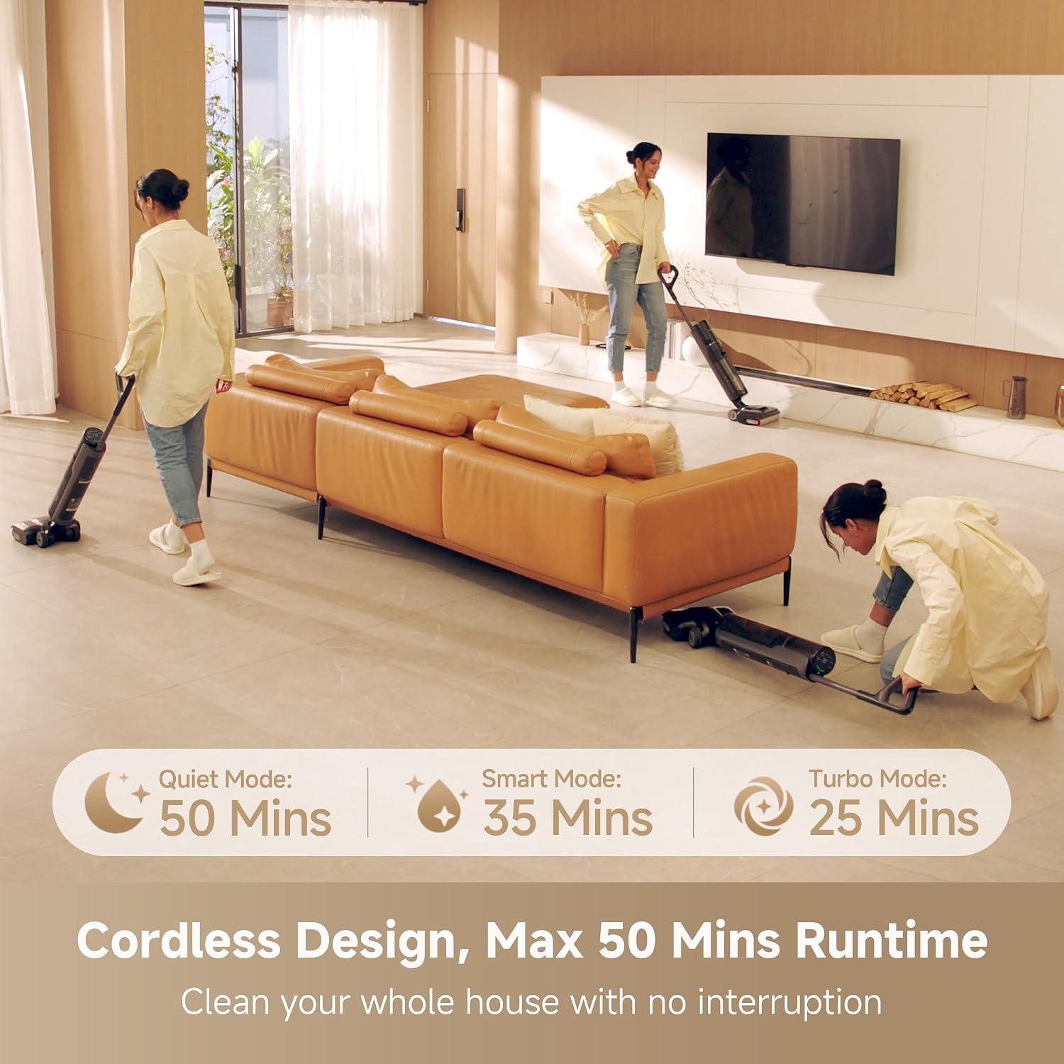 DREAME H12 Pro Gen2 Vacuum Mop, 0 Tangle Wet Dry Vacuum Cleaner, Cordless Vacuum Mop All-in-One for Hard Floors, 180° Lie-Flat Floor Cleaner Machine with 194°F Hot Self-Cleaning, 50Mins Runtime