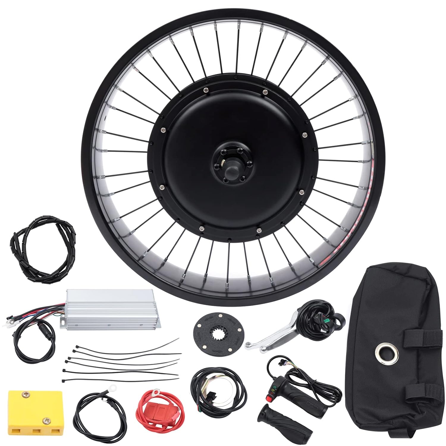 48V Electric Bicycle Conversion Kit, 20' 1000W Brushless Gearless Motor Kit for Electric Bicycle Front Wheel Frame Kit, Electricc Bicycles Motor Kit for Snow Fat Tire (Front Wheel)