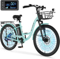 MOPHOTO Electric Bike for Women Adults, 700W Peak Power, 40 Miles Electric Cruiser Bike with 36V 10.4Ah Battery, 7-Speed Electric Bicycle, 24' 26' Tires and Front Fork Suspension