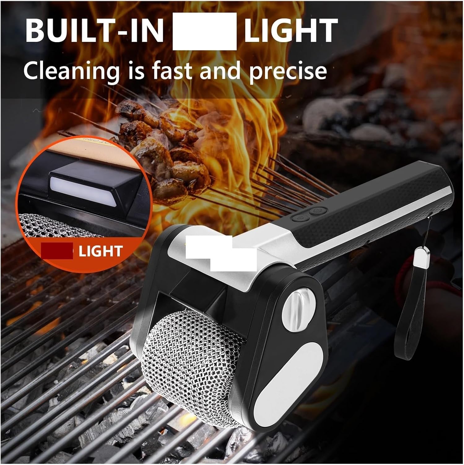 Fit for Cordless Brushless Electric Grill Cleaner with Lights - BBQ Brush for Kitchen and Camping(Stye F)