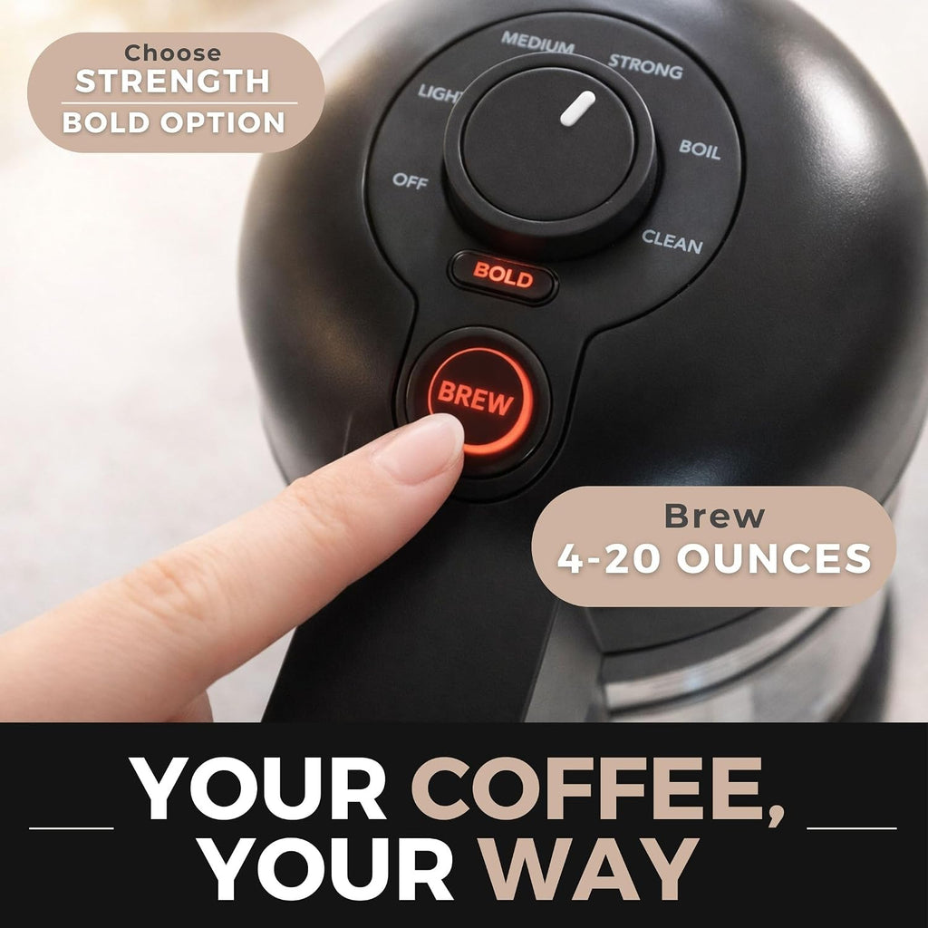 VINCI Micro Café Smallest Single-Serve Coffee Brewer | Compatible with Keurig K-Cups, K-Pods | Glass Carafe | Enclosed Brewing for Hotter Coffee | Large Capacity Reusable Filter Cup Included (White)