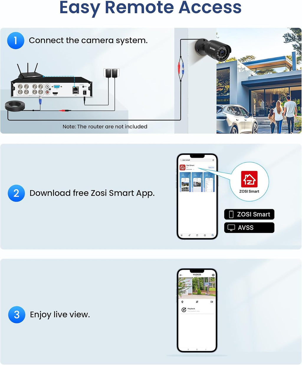 ZOSI 8CH 5MP 3K Lite Surveillance Wired Security Camera System with AI Human Vehicle Detection, 8 Channel H.265+ DVR and 4 x 1080p Bullet Camera Outdoor, 100ft Night Vision, IP66(No HDD Included)