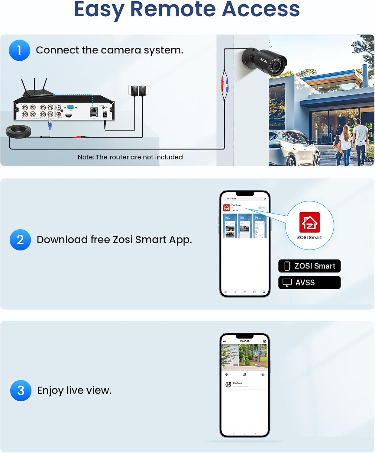 ZOSI 8CH 5MP 3K Lite Surveillance Wired Security Camera System with AI Human Vehicle Detection, 8 Channel H.265+ DVR and 4 x 1080p Bullet Camera Outdoor, 100ft Night Vision, IP66(No HDD Included)