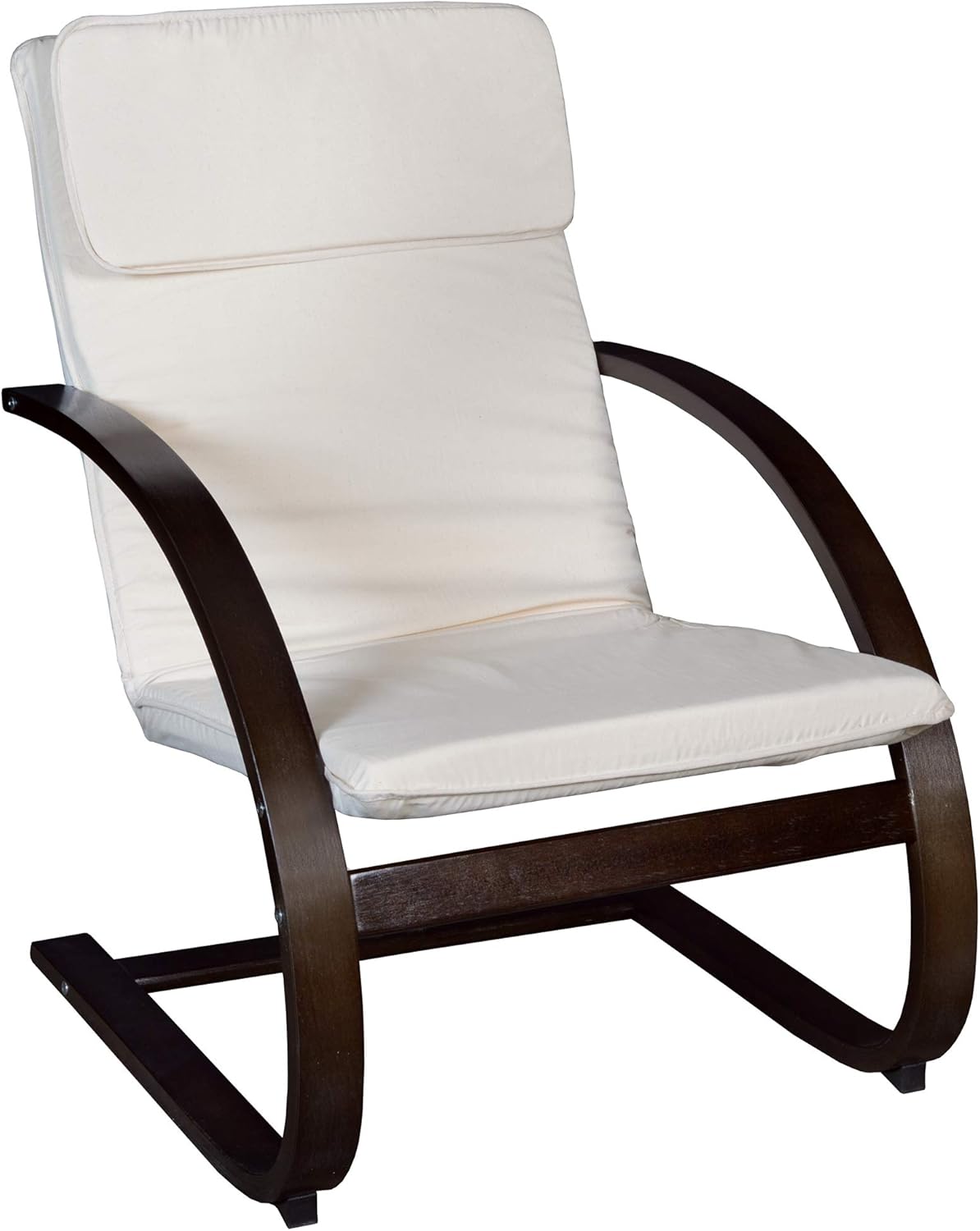 Niche Mia Bentwood Reclining Rocking Chair – Lightweight, Ergonomic & Durable with Washable Cotton Cover, Sturdy Cantilever Frame for Home, Office & Nursery (Mocha Walnut/Beige)