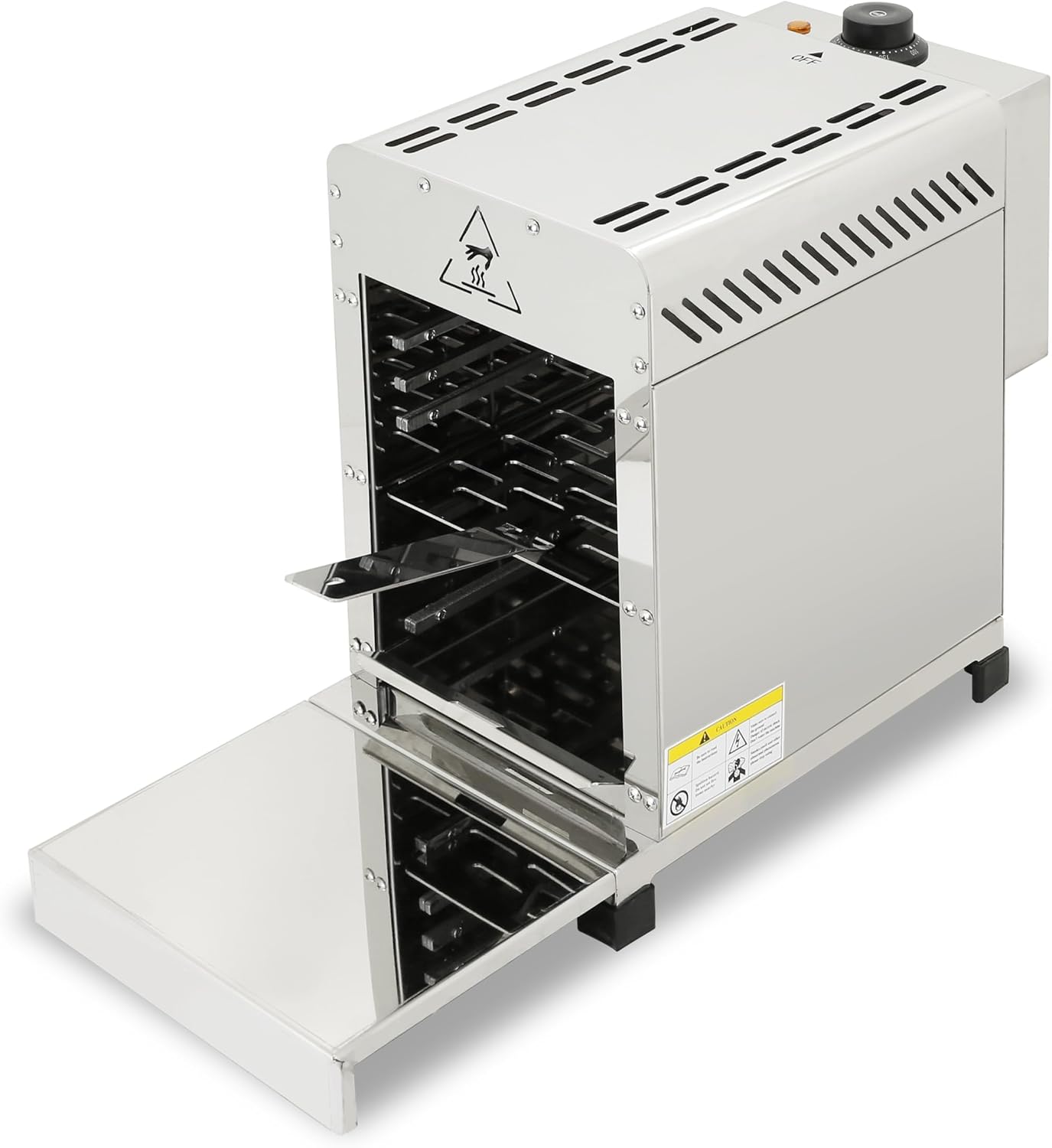 CHEF PROSENTIALS Small Stainless Steel Electric Steak Grill Oven – Portable Steak Broiler & Sear Station, Outdoor Electric Salamander BBQ with Pizza Stone