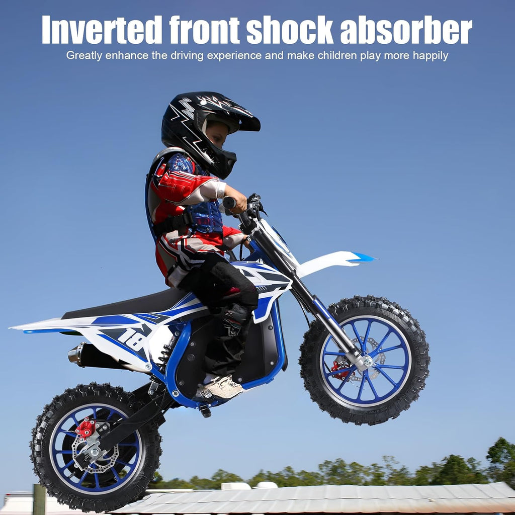 36V Electric Kid Dirt Bike,Off Road Mini Motorcycle,350W Motor Rocket Motorcycle Speed Up to 25 MPH,10 Inch Tires Dirt Bike,Mini Off Road Electric Vehicles Blue
