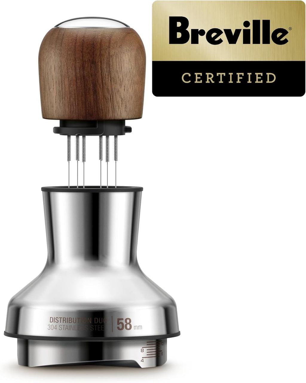 Breville BEA303WLW Distribution Duo Espresso Distribution Tool, 58mm, Walnut