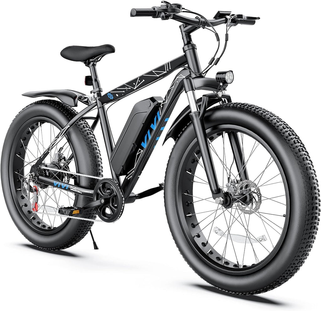 Vivi Electric Bike 26' x 4.0 Fat Tire Ebikes for Adults, Peak 750W Electric Mountain Bike, 20MPH Electric Bicycle with 48V 13AH Removable Lithium-Ion Battery, Up to 60 Miles, SGS Certified to UL2849