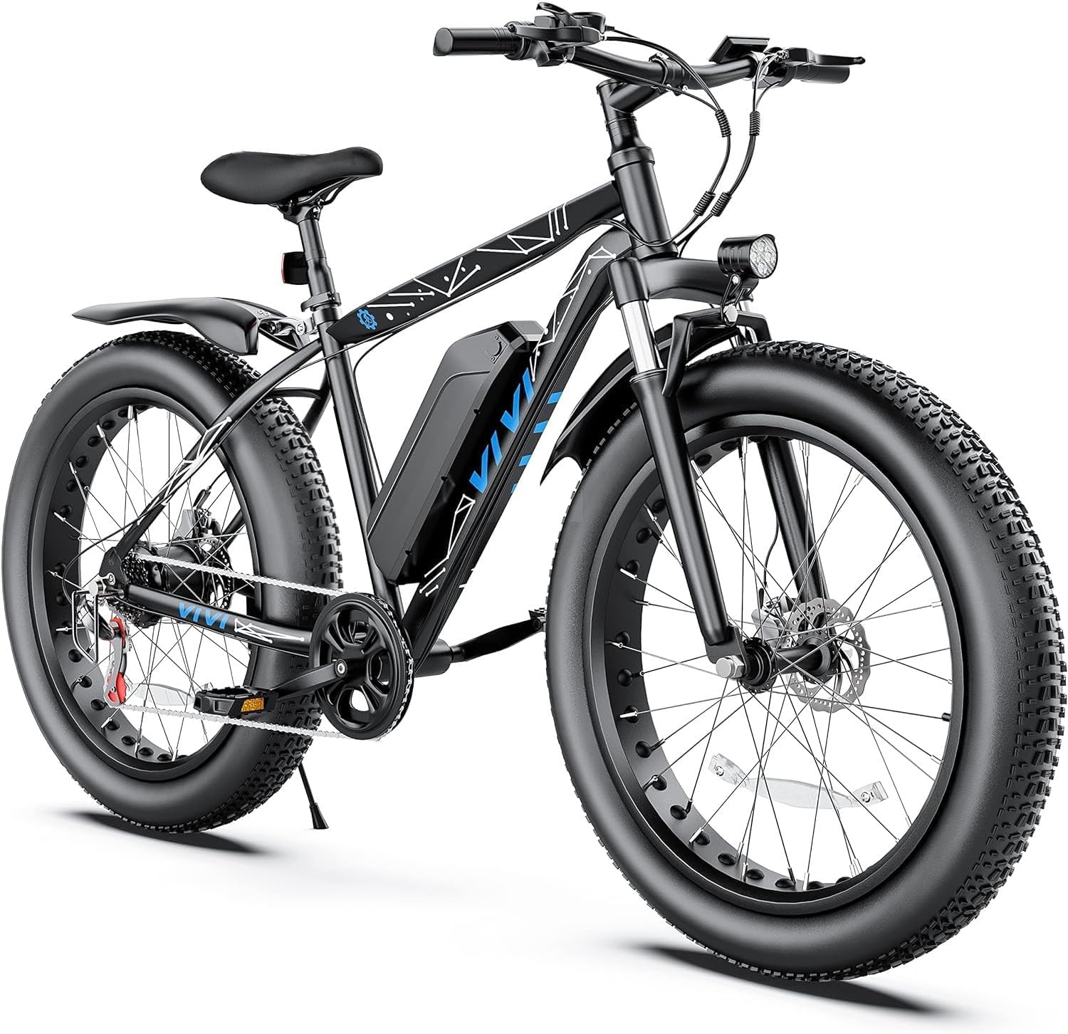 Vivi Electric Bike 26' x 4.0 Fat Tire Ebikes for Adults, Peak 750W Electric Mountain Bike, 20MPH Electric Bicycle with 48V 13AH Removable Lithium-Ion Battery, Up to 60 Miles, SGS Certified to UL2849