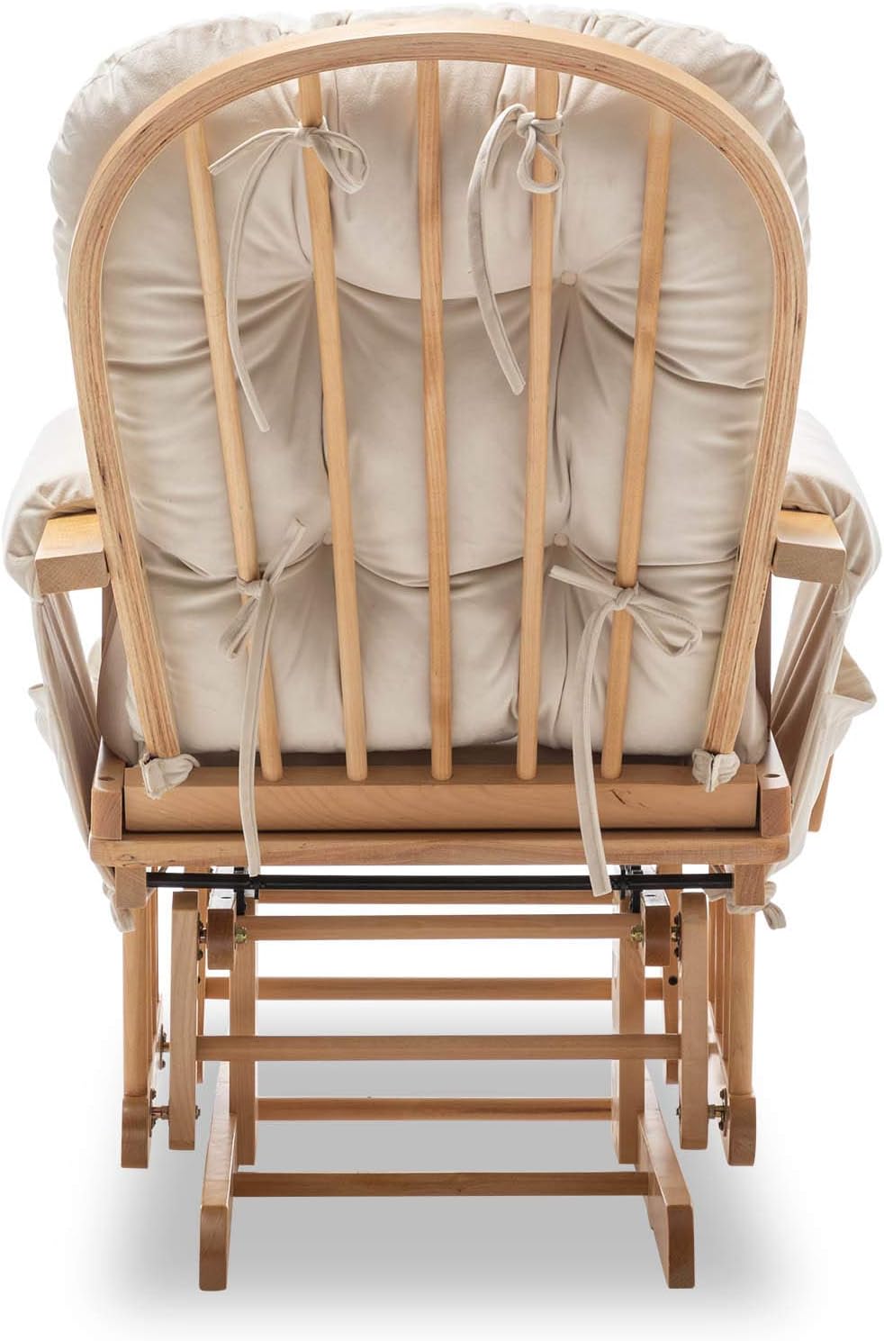 Paddie Glider Rocker Replacement Cushions Velvet with Storage, Rocking Chair Cushion Set with Ties, 5PCS, Beige