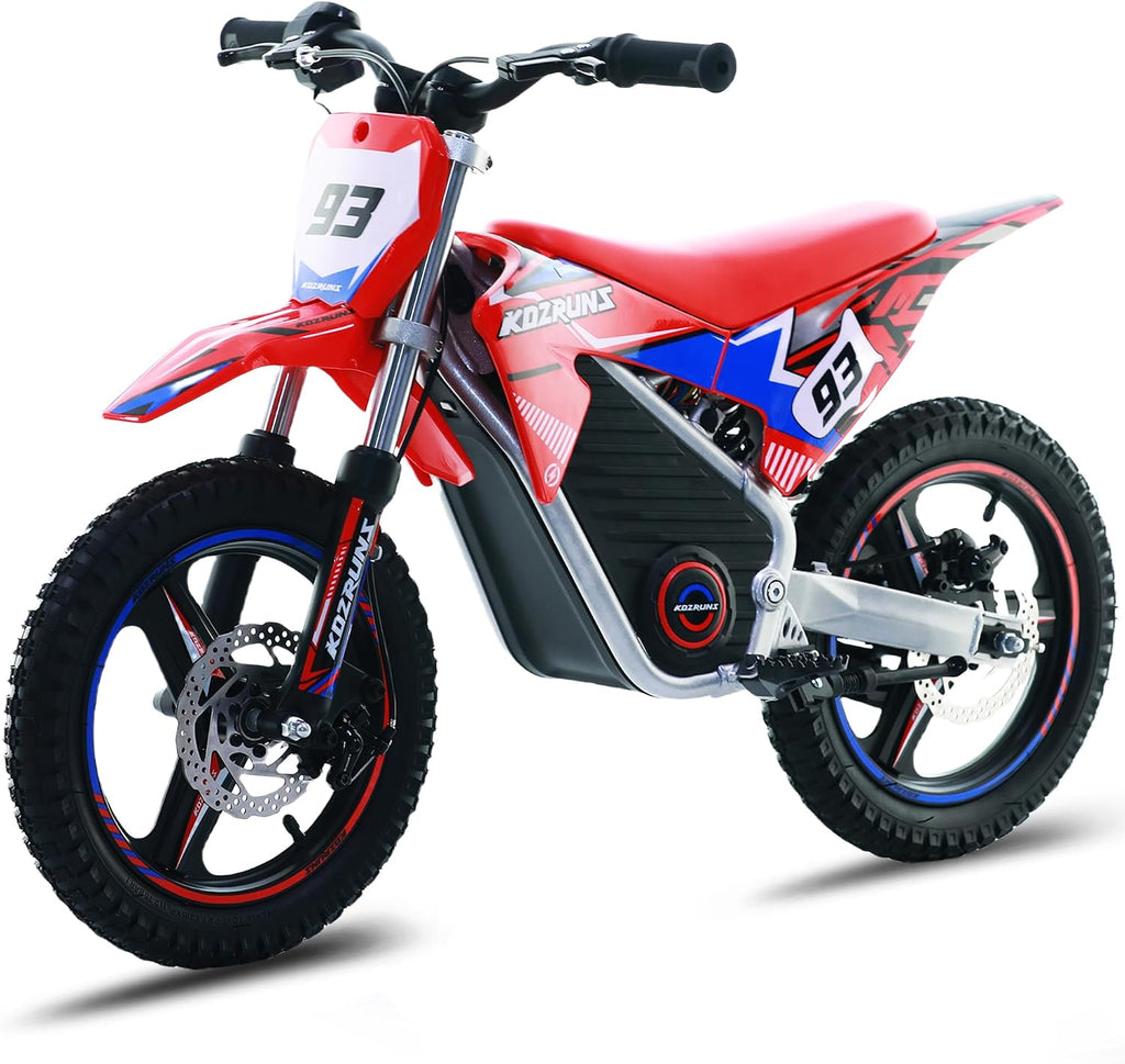 OLALA 36V Electric Dirt Bike for Kids 4-8, 350W Brushless Motor with 3-Speed Control, 18.6 MPH Max Speed, 14' Off-Road Tires Motorcycle, for Boys & Girls, Red