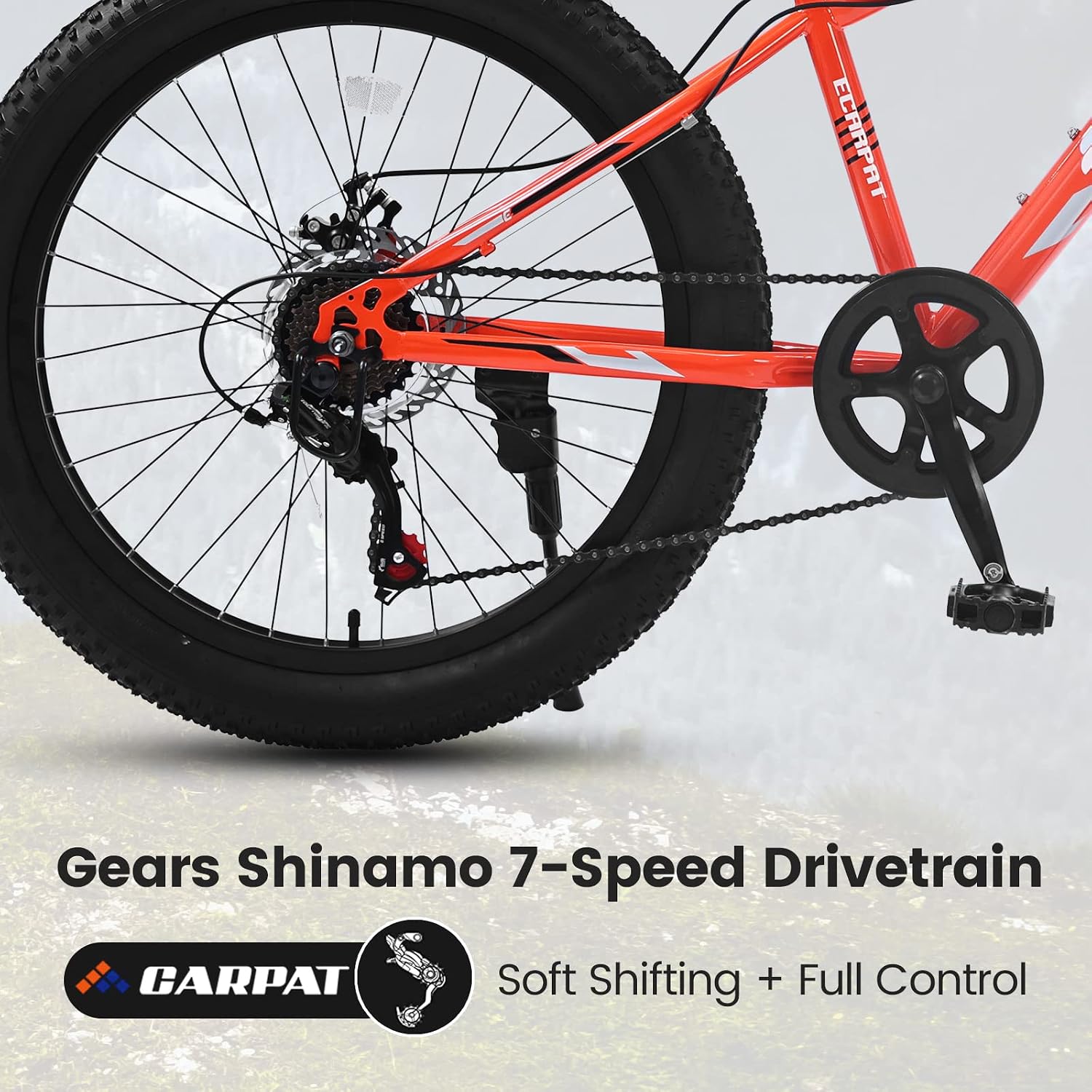 20/24/26 Inch Fat Tire Mountain Bike Variable Speed Dual Disc Brake Kids Adult Free Return