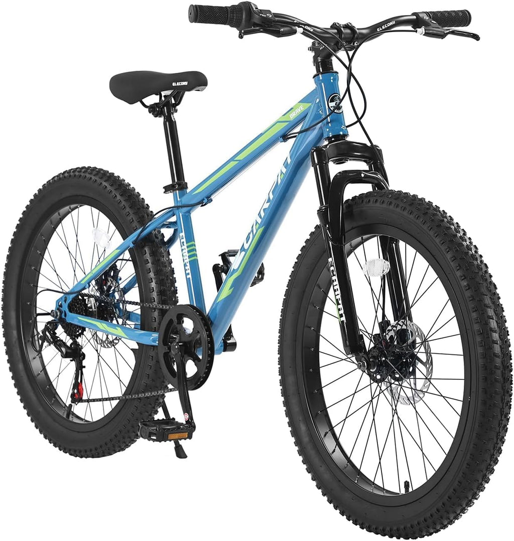 20/24/26 Inch Fat Tire Mountain Bike Variable Speed Dual Disc Brake Kids Adult Free Return