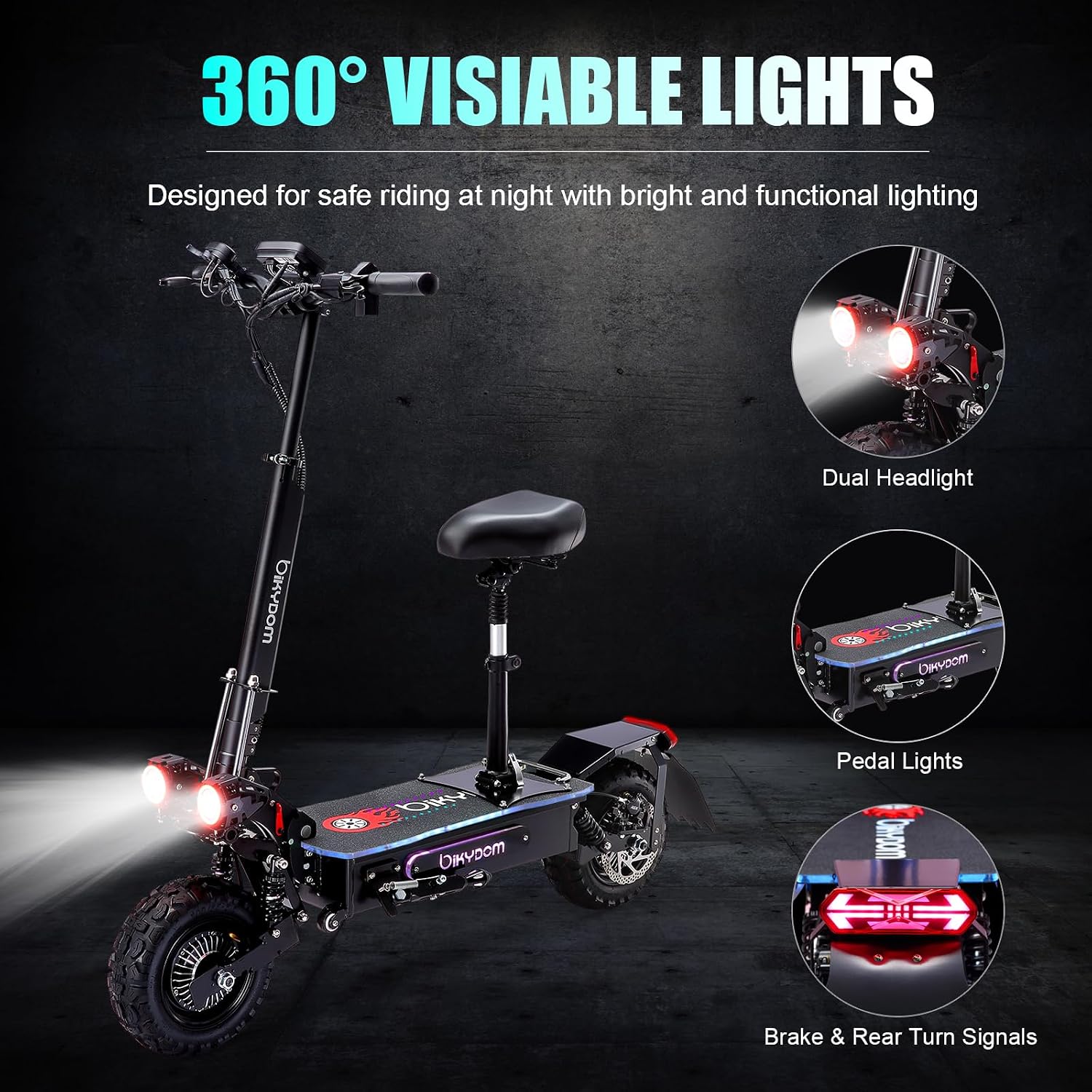 Fast Electric Scooter Adults, 1200W/5600W Off Road E Scooter, 35/50 Miles Long Range, 35/50 MPH Top Speed, 10/11' Tires, Foldable Kick Scooter for Adults and Teens with Dual Suspension