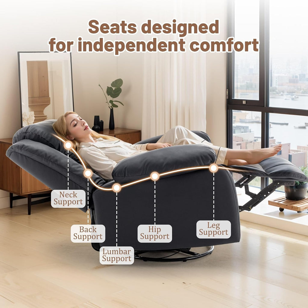 Korser Rocker Recliner Chairs for Adults, Oversized Recliner with Massage and Heating Function, 360° Swivel Nursery Rocking Chairs, Extra Wide Recliner Chair for Bedroom and Living Room