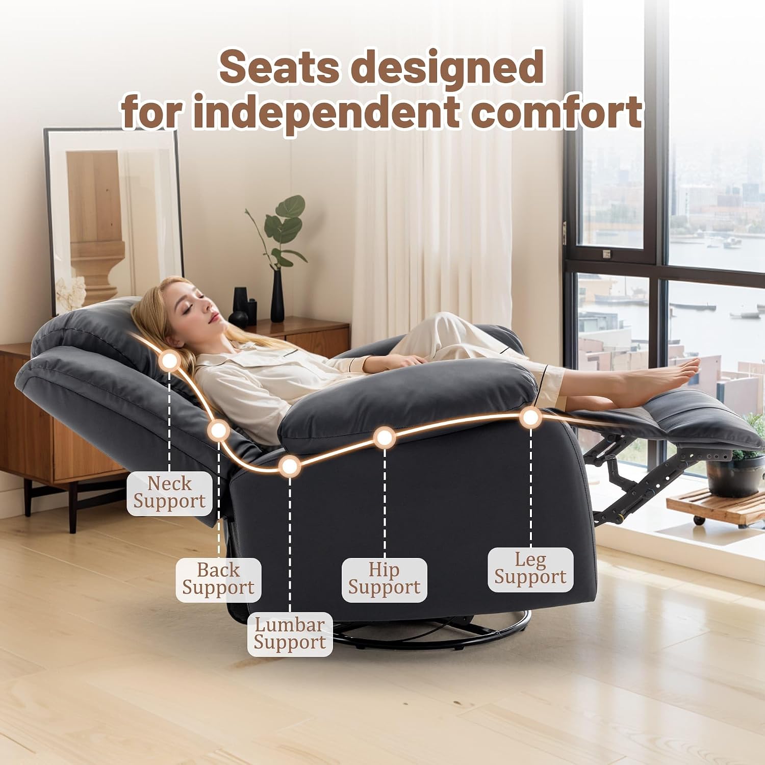 Korser Rocker Recliner Chairs for Adults, Oversized Recliner with Massage and Heating Function, 360° Swivel Nursery Rocking Chairs, Extra Wide Recliner Chair for Bedroom and Living Room