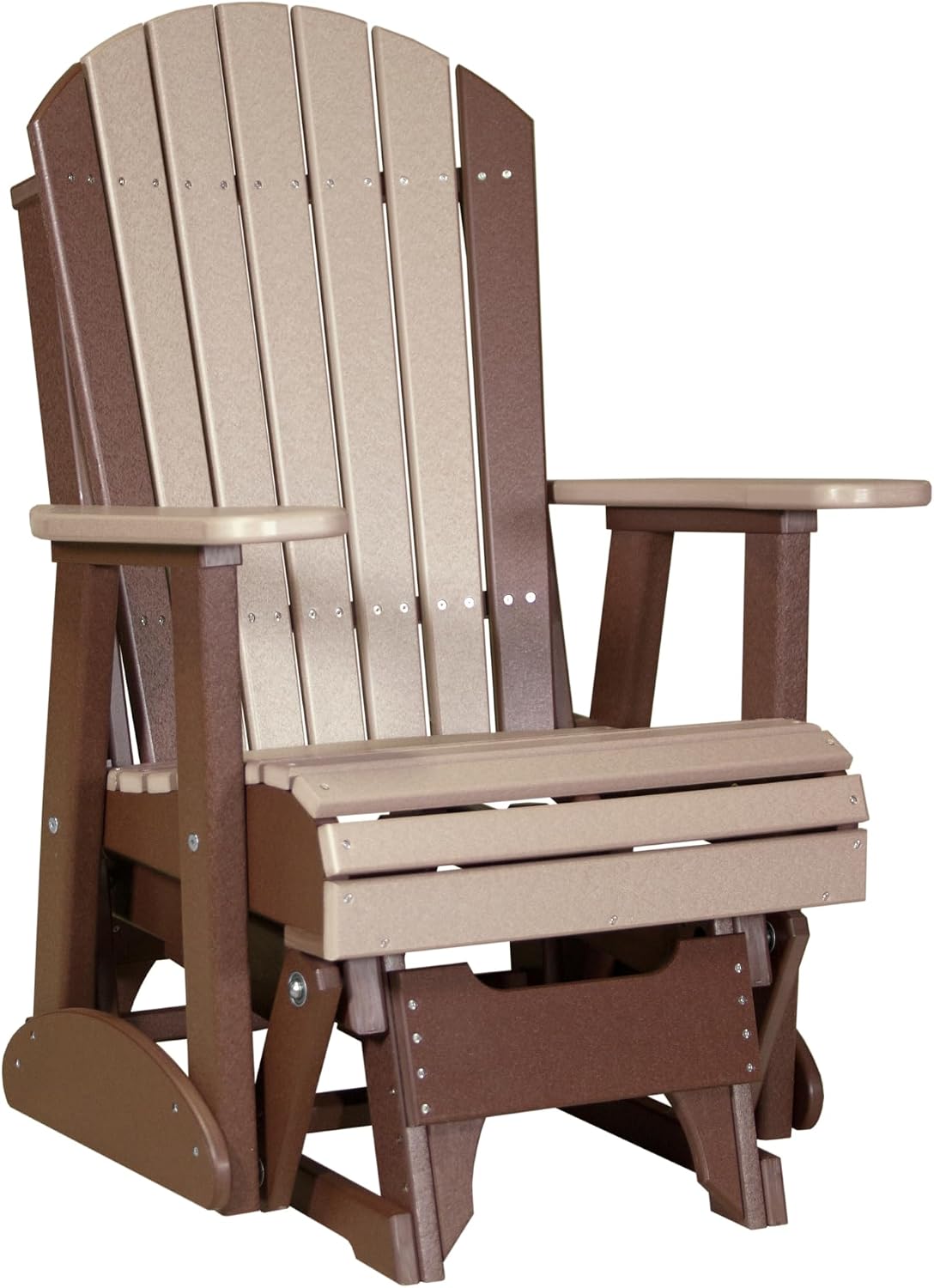 LuxCraft 2' Adirondack Glider Chair - Available in 20 Colors, Weatherwood & Chestnut Brown