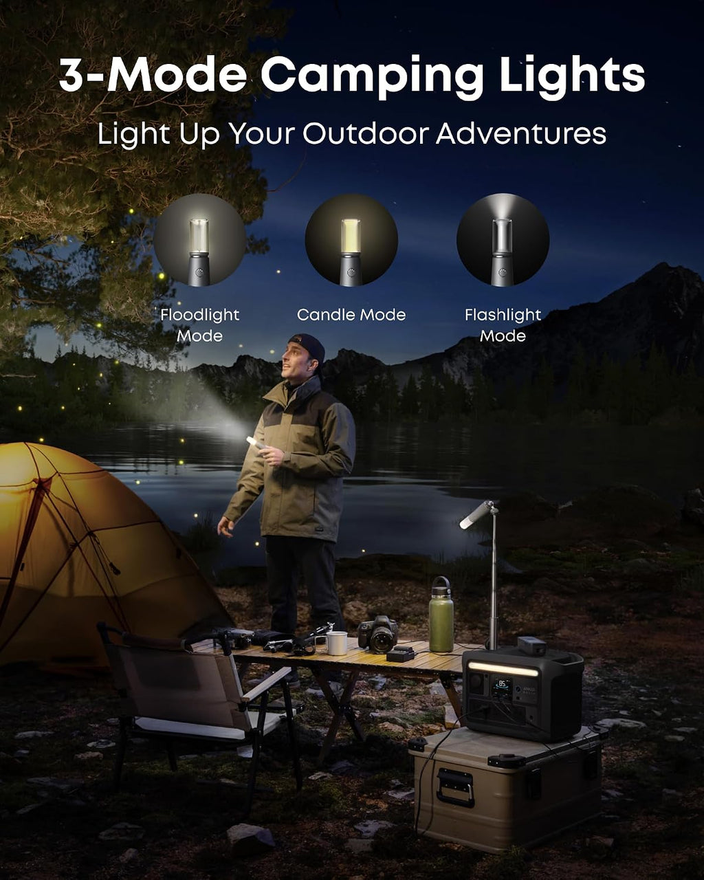 Anker SOLIX C800X Portable Power Station with 100W Solar Panel, 1200W Solar Generator with Camping Lights, 768Wh LiFePO4 Battery for Outdoor Camping, RVs, Road Trip, and Power Outages