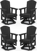SERWALL Adirondack Swivel Glider, HDPE Glider Set of 4 for Outdoor, All-Weather Glider Rocking Chair for Porch, Balcony, Black