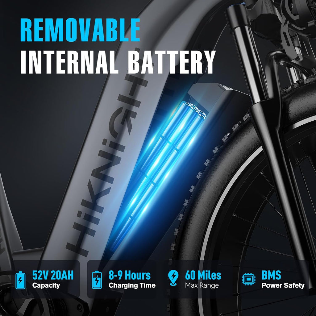 Electric Bike for Adults, 3000W Peak Dual Motor 52V 20AH Battery E Bike 26' x 4.0' Fat Tire Electric Mountain Bike Step-Thru Electric Bicycle for Women Men, Up to 38MPH