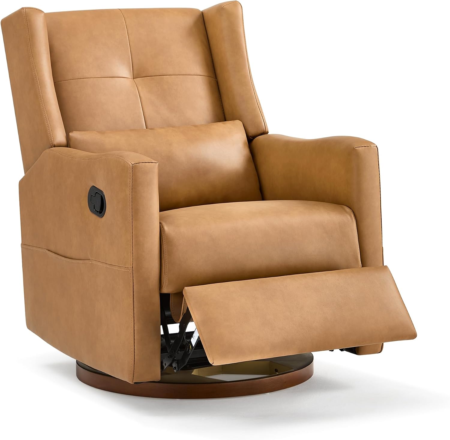 KISLOT Upholstered Recliner Swivel Glider Nursery Chair Reclining Performance Fabric Rocker with Wood Base,Boucle,Moss Green