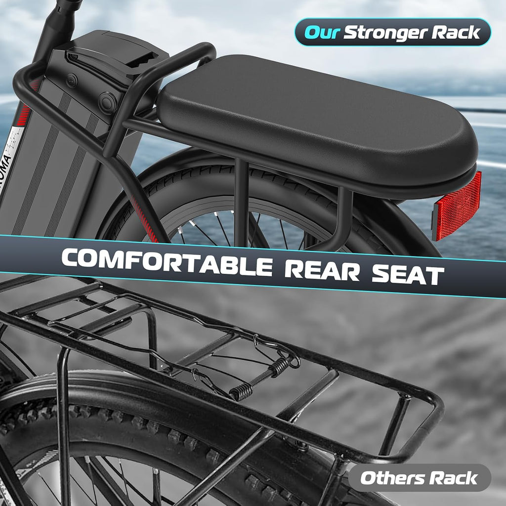Caroma Peak 500W/800W/1200W Electric Scooter with Seat, 20' Fat Tire Electric Bike with 48V Removable Battery, Up to 30Miles & 20MPH, Adult Scooter for Commuting with Basket&Adjustable Seat