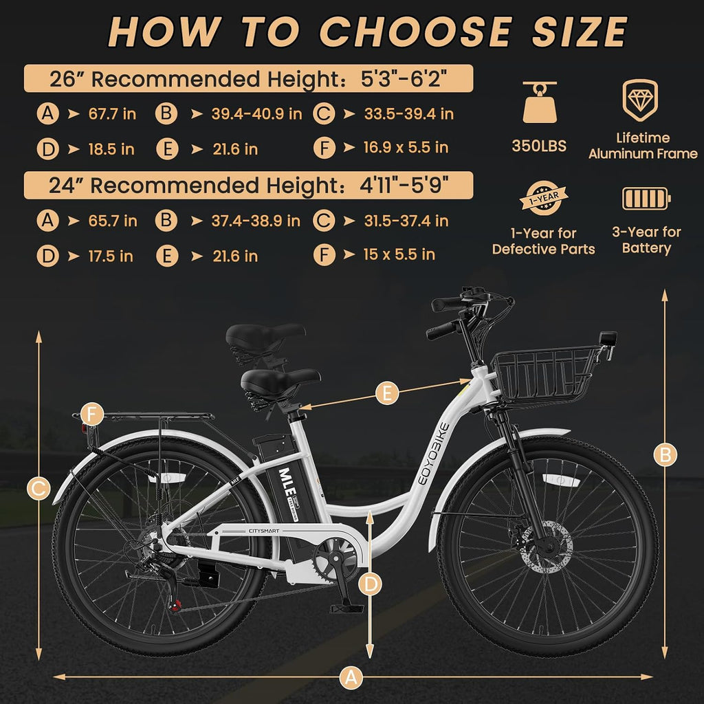 MOONCOOL Electric Bike for Adults, 700W Peak Power 7 Speed Step Through Electric Cruiser Bike, 40 Miles Electric Bicycle with 36V 10.4Ah Battery, Aluminum Frame City Commuter E Bikes for Women, Men