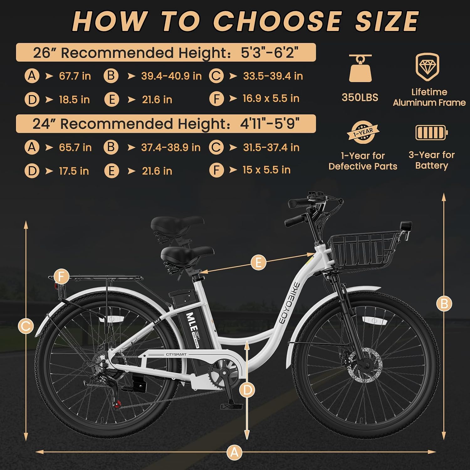 MOONCOOL Electric Bike for Adults, 700W Peak Power 7 Speed Step Through Electric Cruiser Bike, 40 Miles Electric Bicycle with 36V 10.4Ah Battery, Aluminum Frame City Commuter E Bikes for Women, Men