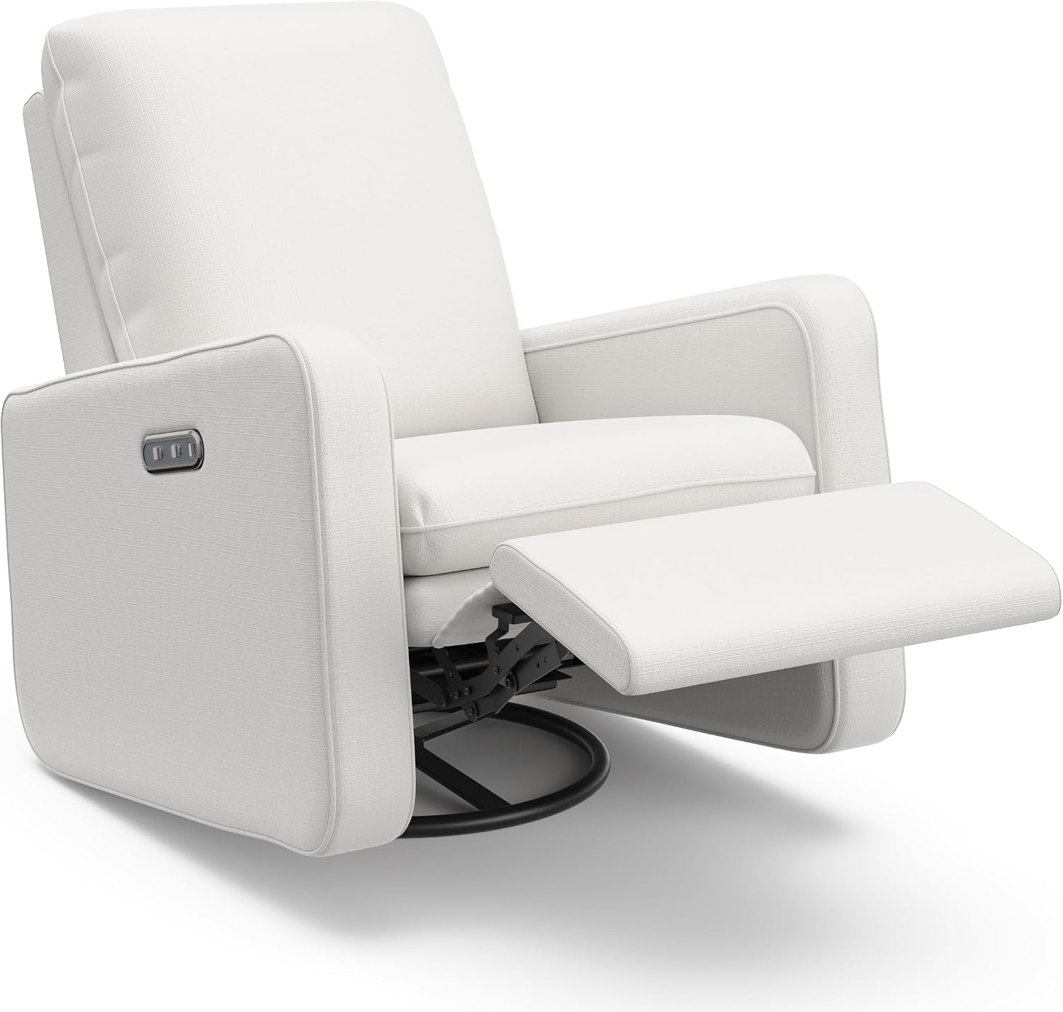 Graco Teddi Power Recliner Swivel Glider, Electronic Power Recline, Oeko-TEX 100 Certified, USB-A & USB-C Charger, Premium Cushioning & Comfort – (Ivory Basketweave)