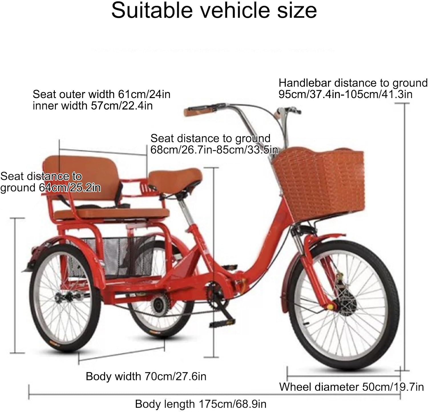 Adult Tricycle Cover Electric Tricycle Covers, Strong UV Protection & Windproof, Waterproof, Accessories Fit for Various 3 Wheel Bike Types(Gray)