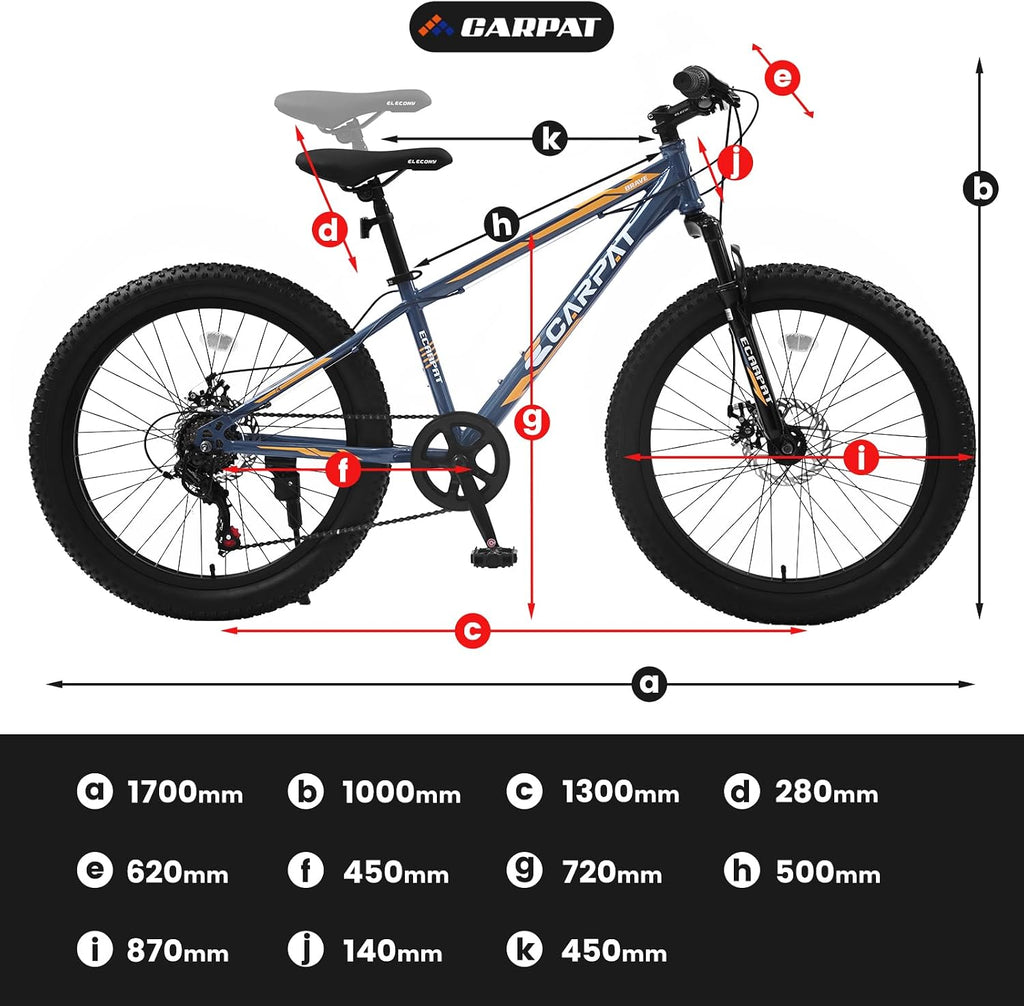 20/24/26 Inch Fat Tire Mountain Bike Variable Speed Dual Disc Brake Kids Adult Free Return