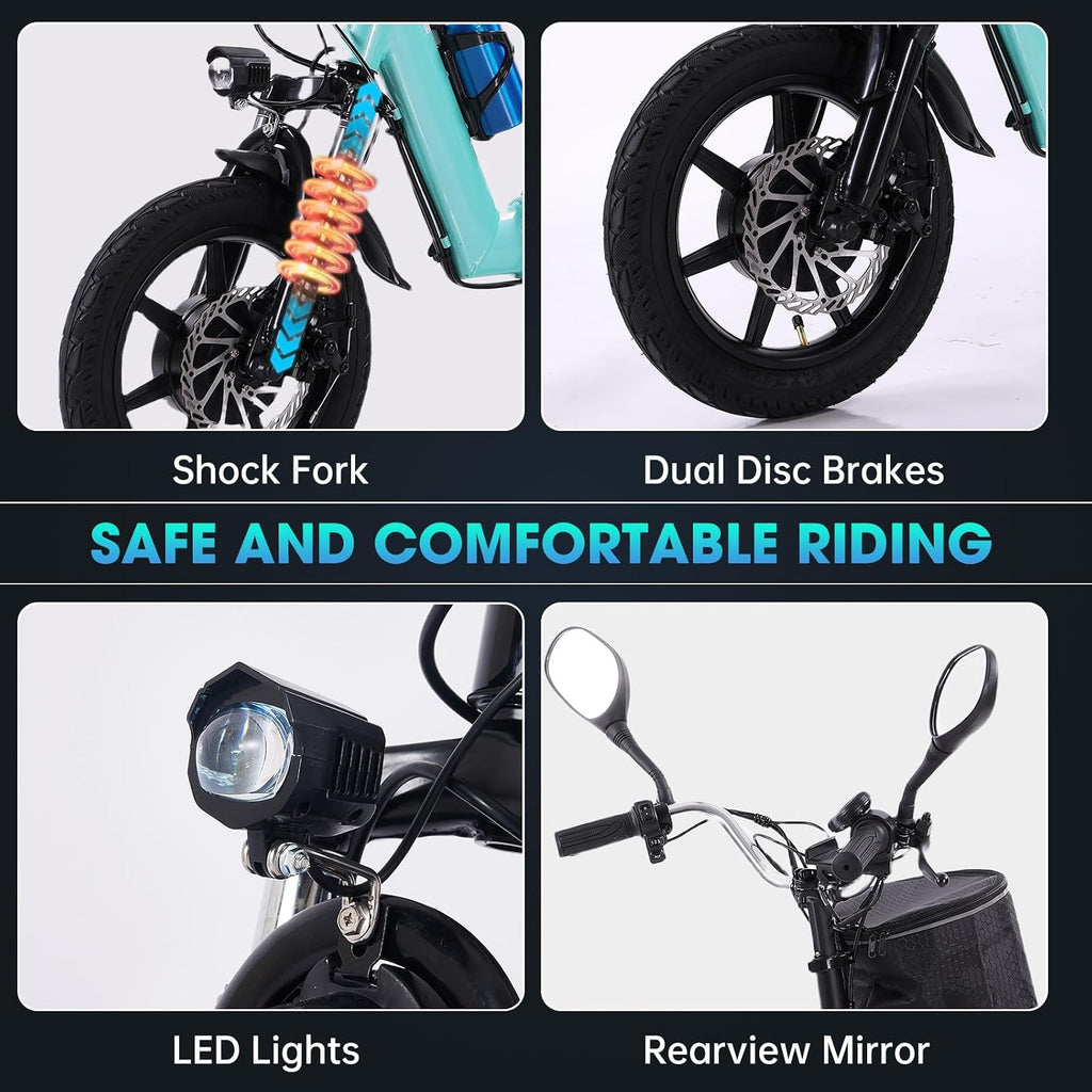 E Trike Electric Bike, 350W(Peak 500W) Brushless Motor Folding Trike, 2 Seats Ebike, 480Wh Removable Battery, Step-Thru 3 Wheel Electric Bicycle, Up to 45 Miles, Tricycle for Adults Parents