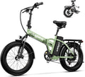 Foldable Electric Bike for Adults, 30+MPH, 48V 20Ah Removable Battery up to 80Miles, 20' Fat Tire 1000W Peak Dirt Ebike Adult Electric Bicycle for Commute Beach Mountain Flat Tube E Bike Green