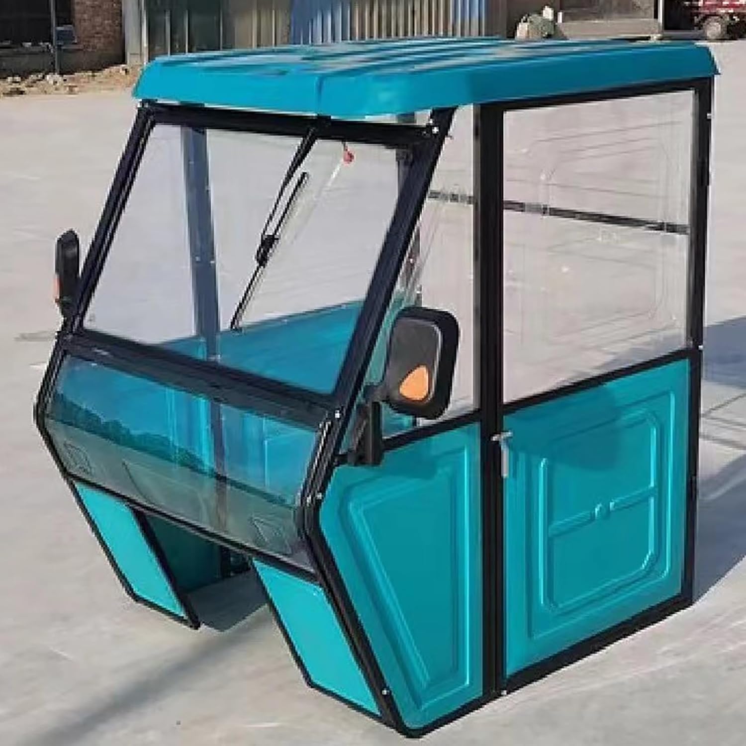 Electric Tricycle Cover, Three-Wheeler Cab Awning, Fully Enclosed Awning, Tricycle Frame Canopy with Tempered Glass, for Delivery Electric Trike(Blue B,100cm/39.4in)