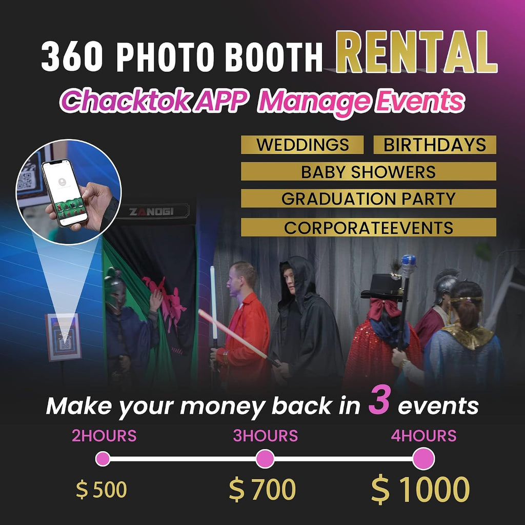 360 Photo Booth Machine with Flight Case & Red Carpet for Parties,360 Slow Motion Camera Booth with Custom Magnetic Logo & Deluxe Suit,Control by APP or Remote,Flight Case(39.6 in)