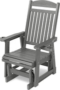 Poly Lumber Patio Glider for One Person, with Cup Holders, High Backrest and Deep Contoured Seat, HIPS Material, All-Weather Resistant, Heavy Duty 700 LBS (Gray)