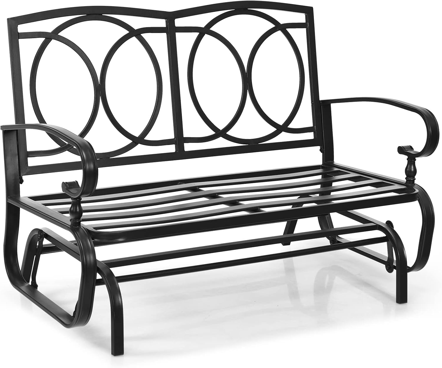 Tangkula Outdoor Swing Glider Chair, Patio Glider Bench for 2 Persons, Outdoor Rocking Loveseat with Steel Frame & Comfortable Cushions for Garden, Porch, Balcony, Poolside (Beige)