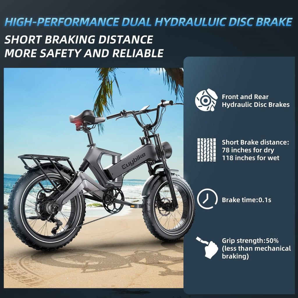 bluebiko 2000W/3000w Peak Electric Bike for Adults, 48V 35AH/52v 30AH Removable Battery, 100+Miles Long Range Foldable Electric Bike, 20'x4.0' Fat Tire, All Terrain Ebike