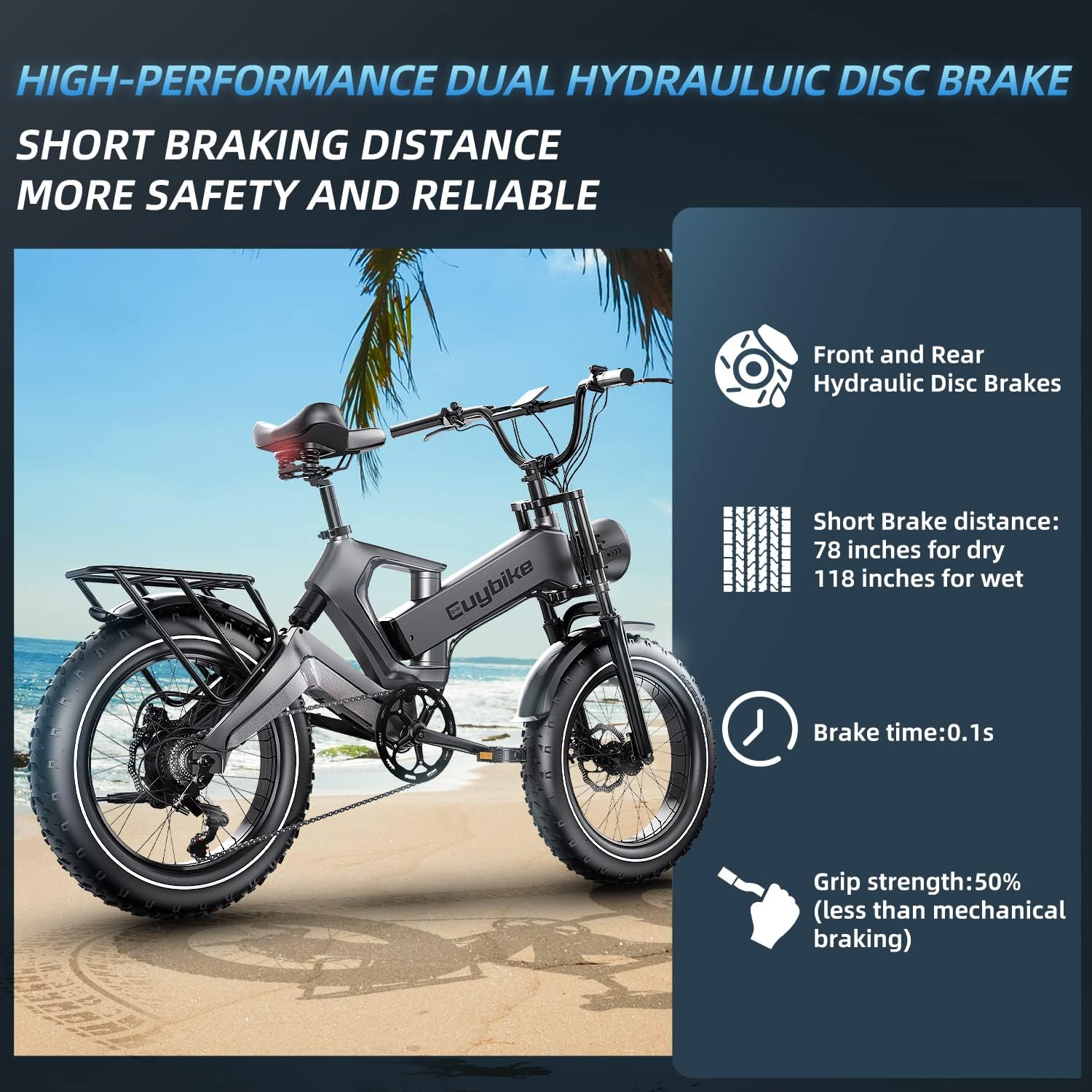 bluebiko 2000W/3000w Peak Electric Bike for Adults, 48V 35AH/52v 30AH Removable Battery, 100+Miles Long Range Foldable Electric Bike, 20'x4.0' Fat Tire, All Terrain Ebike