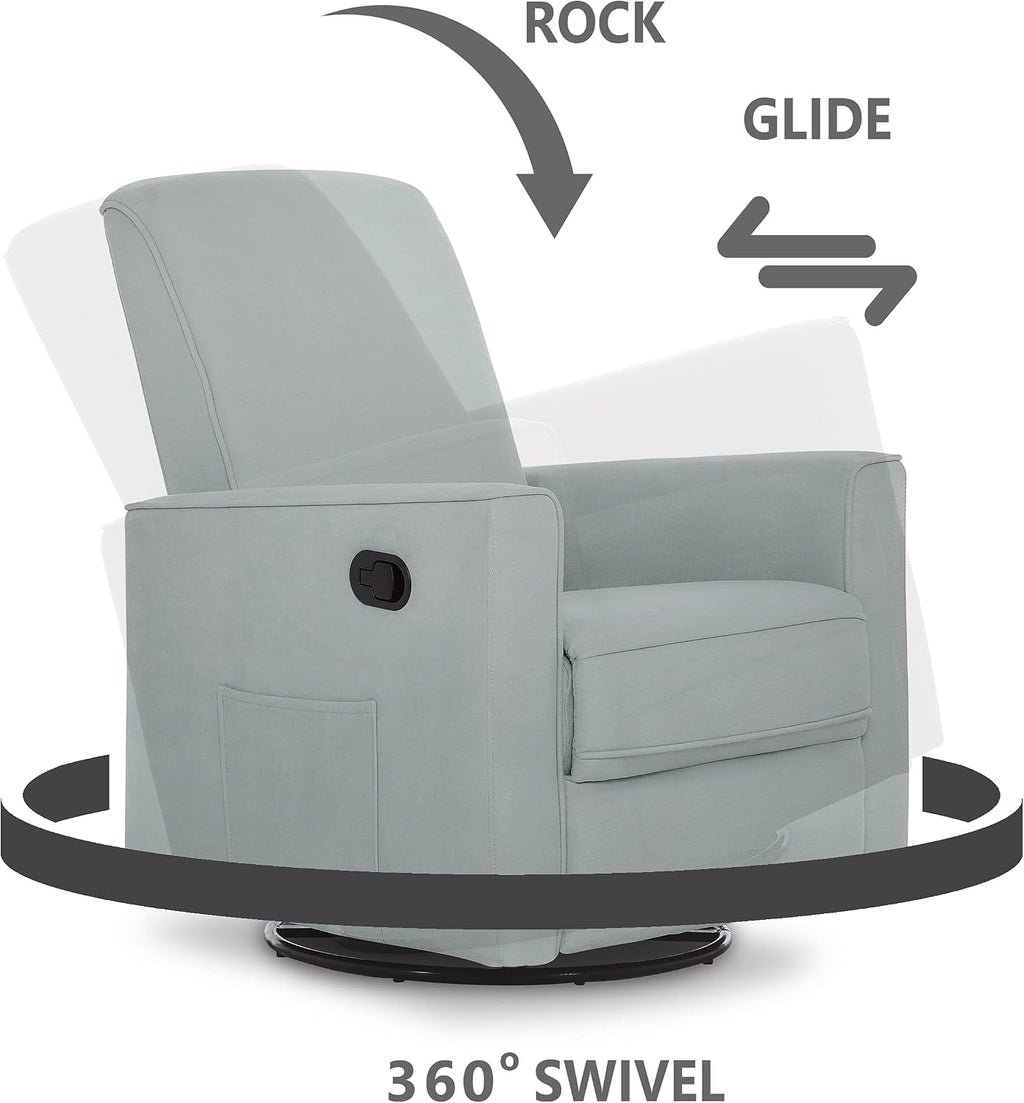 Evolur Raleigh Basic Glider, Recliner and Rocker in Light Blue