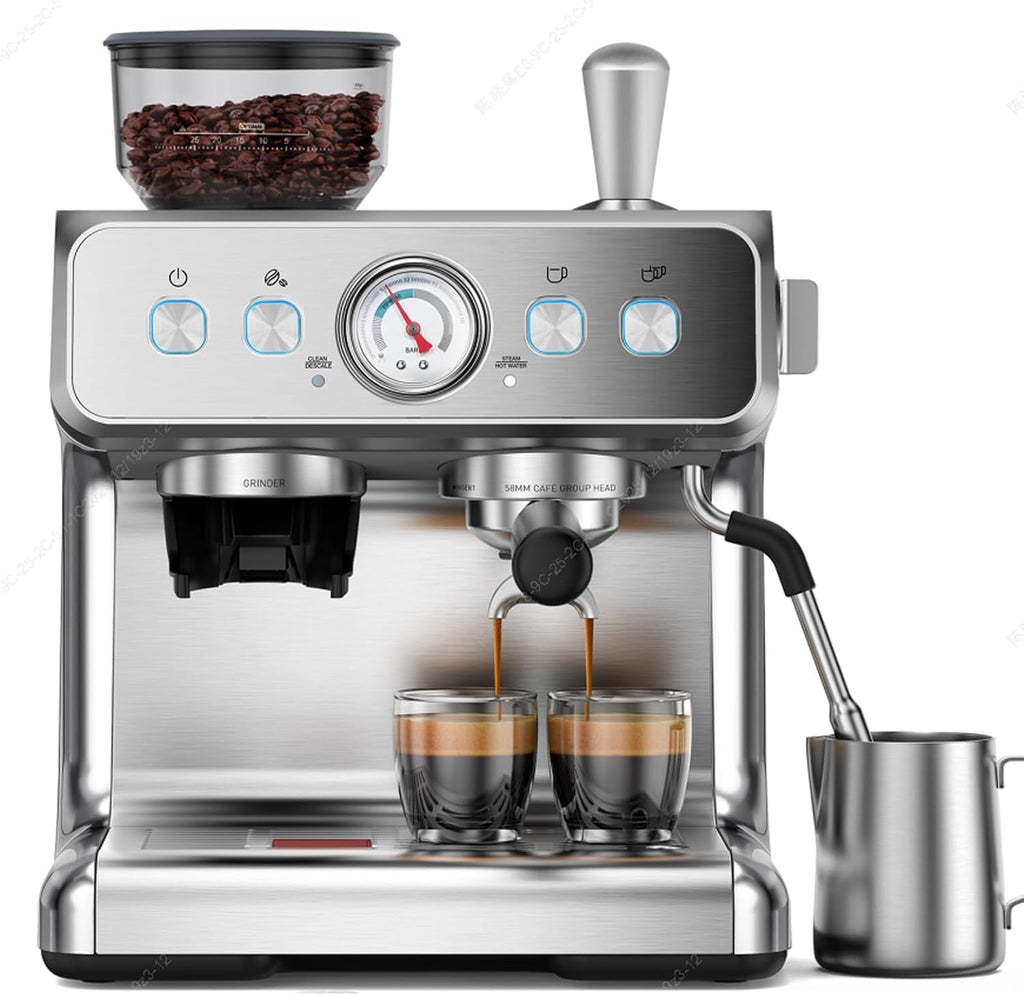 Electactic 20 Bar Espresso Machine with Grinder & Milk Frother, 58mm Expresso Coffee machines, Stainless Steel Coffee Maker for Cappuccino and Latte, Perfect for Home and Café Use-Single Boiler