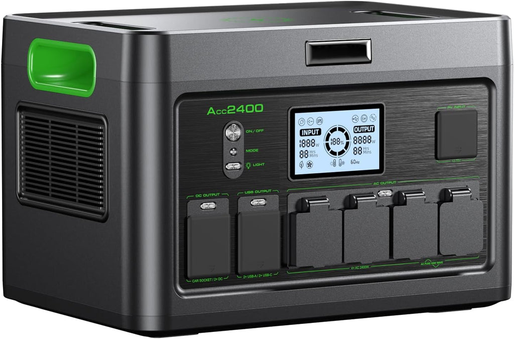 Portable Power Station 2400W (Peak 4800W), 1843Wh LiFePO4 Solar Generator, 12 Outlets with 100W USB-C PD Fast Charging, Pure Sine Wave AC for Home Backup, RV Camping, Emergency & Off-Grid Living