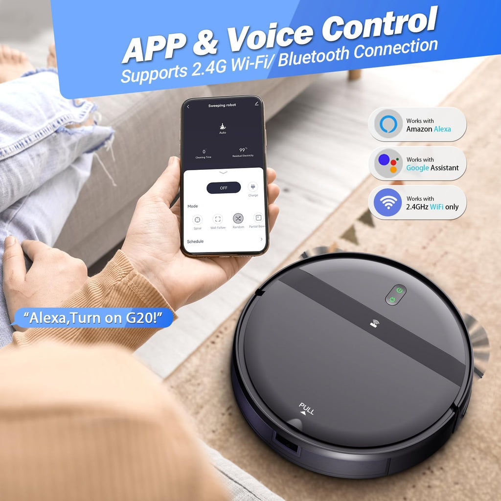 Kilgone Robotic Vacuum Cleaner 200mL Dustbin 230mL Tank for Hard Floors