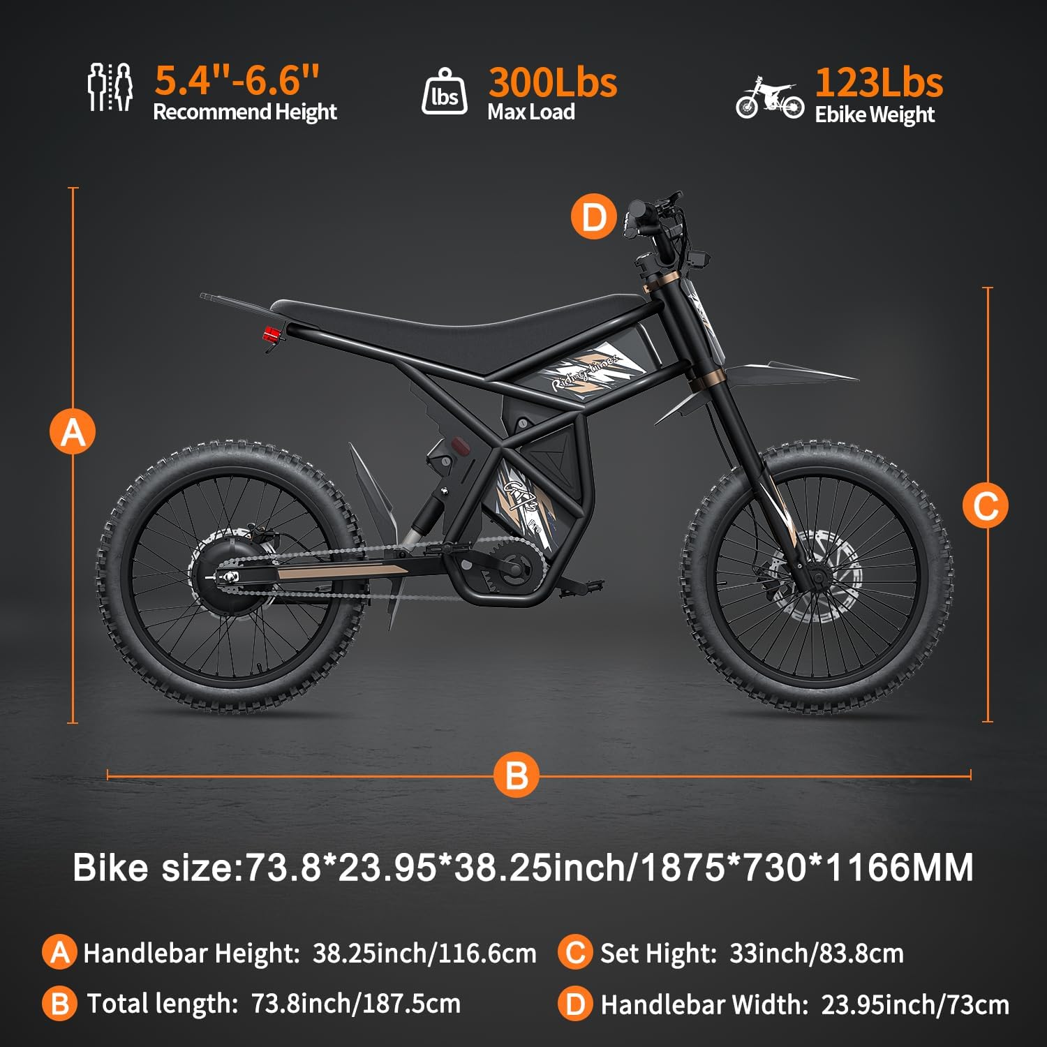 GT73pro/GT73 Electric Dirt Bike for Adults 3000W 50MPH E Dirtbike with 60V/18AH*2 Battery, 85+Miles Electric Motorcycle for Teens ,Dual Hydraulic Brakes & Full Suspension,25' Fat Tire Electric Bike