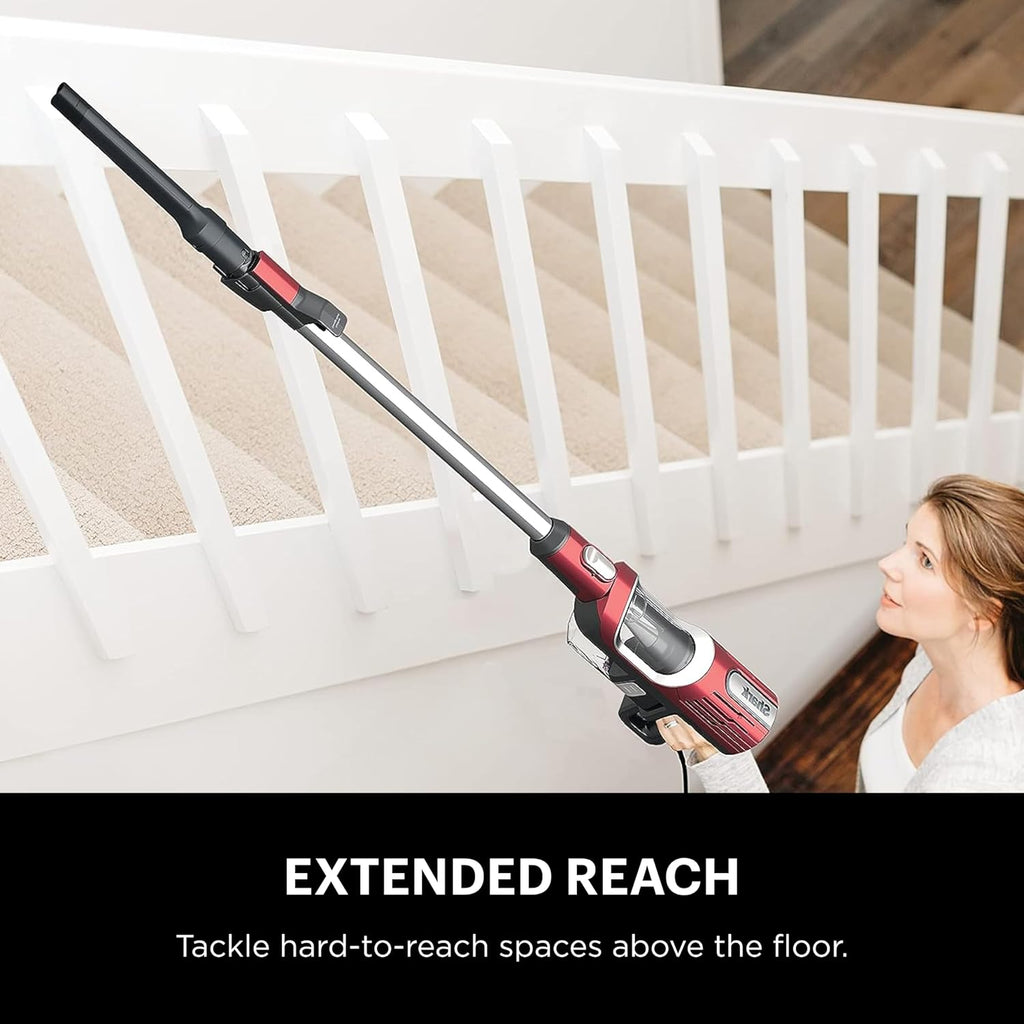 Shark HZ602 Ultralight Pet Pro Corded Stick Vacuum with PowerFins & Self-Cleaning Brushroll, Perfect for Pets, Converts to Hand Vacuum, Pet Power Brush, Crevice & Upholstery Tools, Comet Red