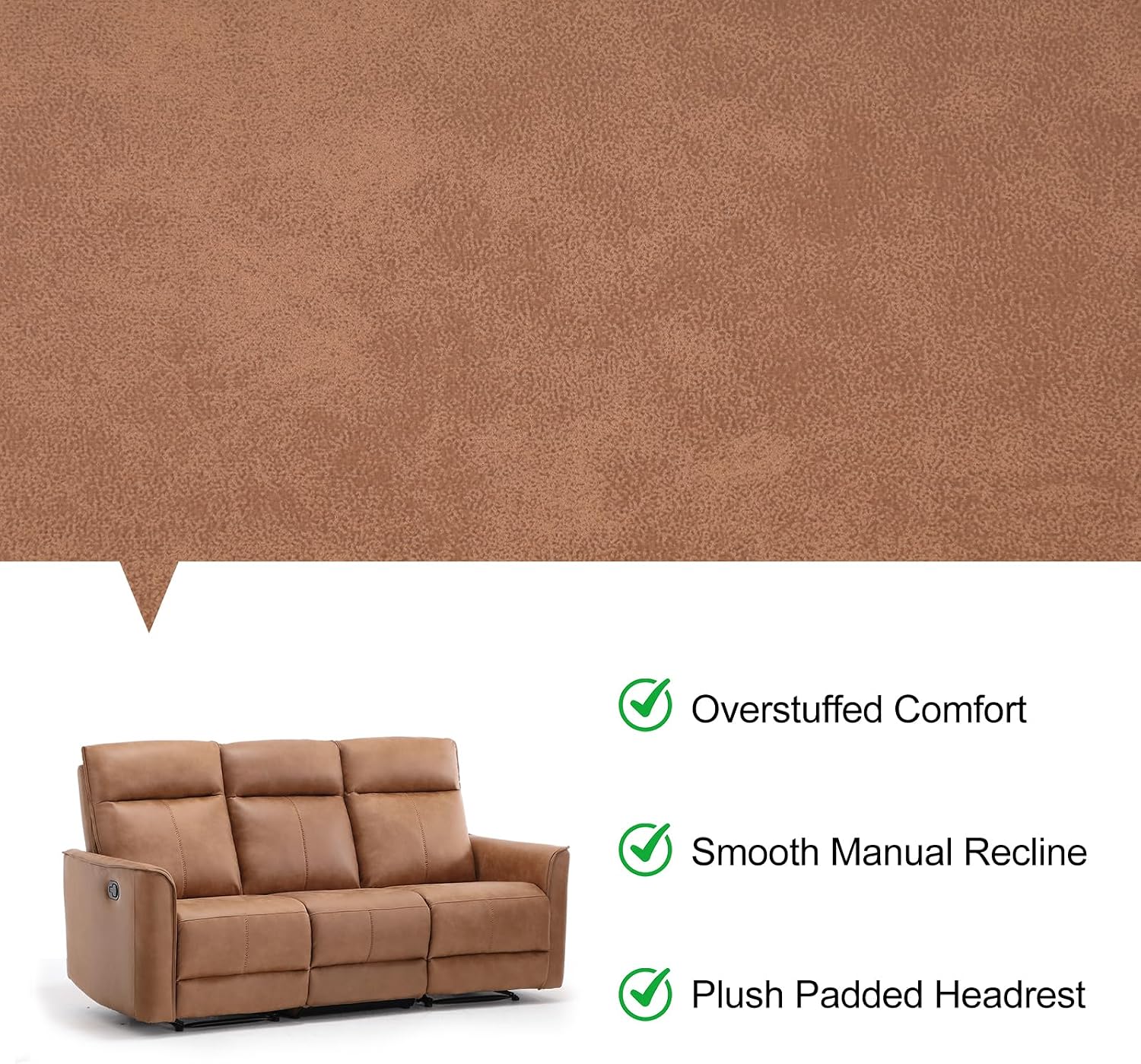 EBELLO Manual Recliner Sofa Furniture Set for Living Room, 2 Leathaire Nursing Chairs Swivel Glider Recliners and a 3 Seater Reclining Couch Set for Home Office, Brown
